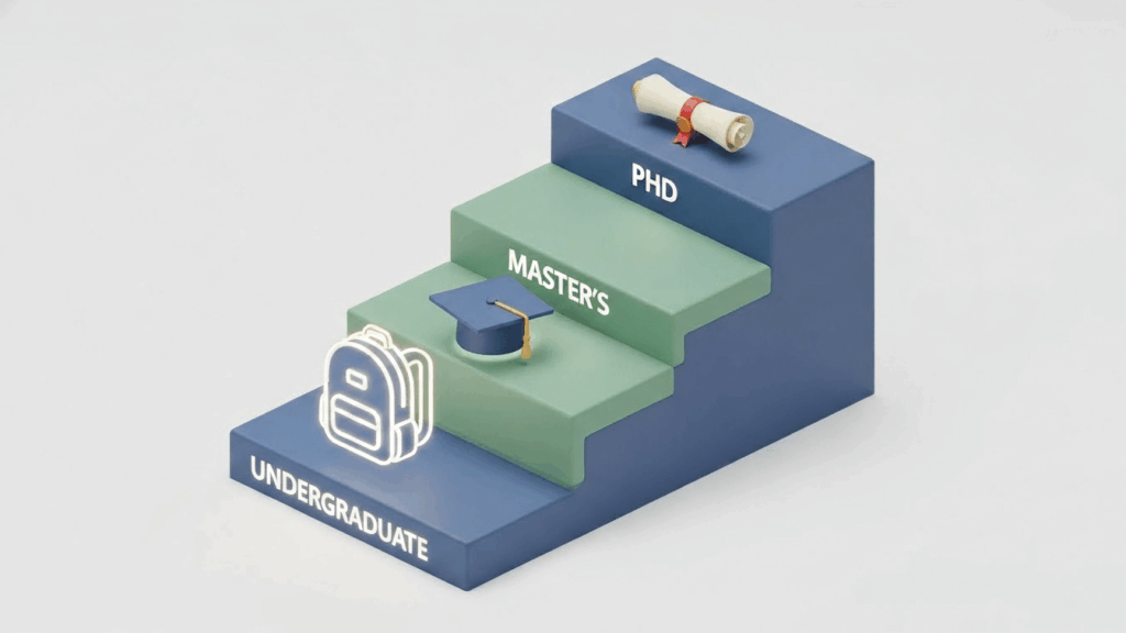 Duolingo English Test score comparison chart for Undergraduate, Masters, and PhD programs
