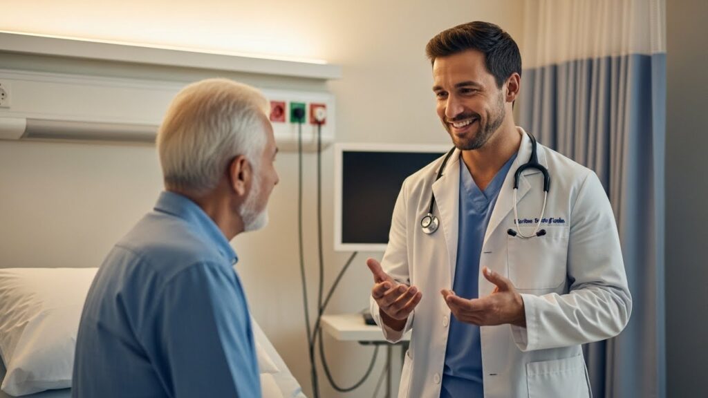 Doctor communicating effectively with a patient in English