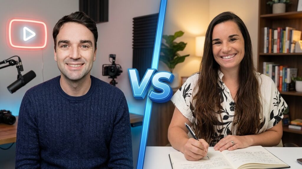 Side by side comparison of Teacher Luke's self-paced platform vs Teacher Leda's 1-on-1 coaching for the DET